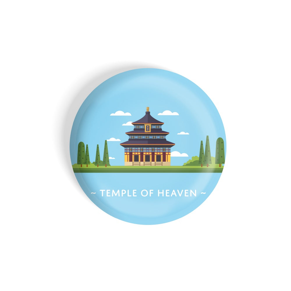 dhcrafts Round Fridge Magnet Blue Color Monuments Temple Of Heaven Glossy Finish Design Pack of 1 (75 mm)
